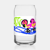 Rosa Flamingos Hochzeit Sommerspass Kaffee Dosenglas (Rückseite)