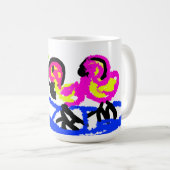 Rosa Flamingos Hochzeit Sommerspass Kaffeetasse (VorderseiteRechts)