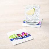 Rosa Flamingos Hochzeit Sommerspass Rechteckiger Pappuntersetzer (Vor Ort)