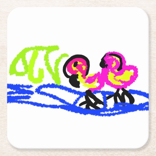 Rosa Flamingos Hochzeit Sommerspass Rechteckiger Pappuntersetzer (Vorderseite)