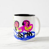 Rosa Flamingos Hochzeit Sommerspass Zweifarbige Tasse (VorderseiteRechts)