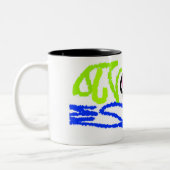 Rosa Flamingos Hochzeit Sommerspass Zweifarbige Tasse (Links)