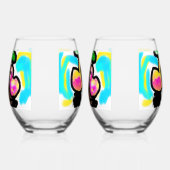 Rosa Flamingos Hochzeit Weinglas Ohne Stiel (Rechts)