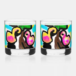 Rosa Flamingos Hochzeit Whiskyglas