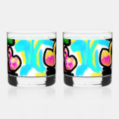 Rosa Flamingos Hochzeit Whiskyglas (Links)
