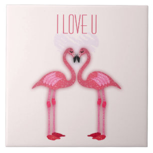 rosa Flamingos - Ich liebe dich - für Zuhause Fliese
