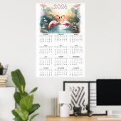 Rosa Flamingos im Paradies: 2026 Wandkalender Poster (Heimbüro)