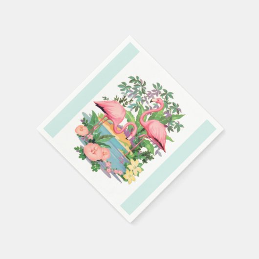 Rosa Flamingos im Paradies Papier Napkins Serviette (Ecke)