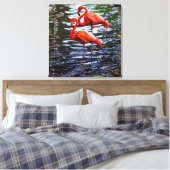 Rosa Flamingos im Wasser Leinwanddruck (Insitu (Schlafzimmer))