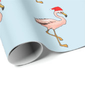 Rosa Flamingos im Weihnachtsmann-Hut-Weihnachten Geschenkpapier (Rolleneckpunkt)