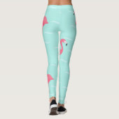 Rosa Flamingos in blauem Meer Leggings (Rückseite)