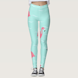 Rosa Flamingos in blauem Meer Leggings