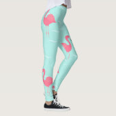 Rosa Flamingos in blauem Meer Leggings (Rechts)