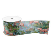 Rosa Flamingos in einer tropischen blauen Lagune R Satinband (Spule)