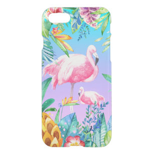 Rosa Flamingos in farbenfrohen tropischen Wäldern iPhone SE/8/7 Hülle