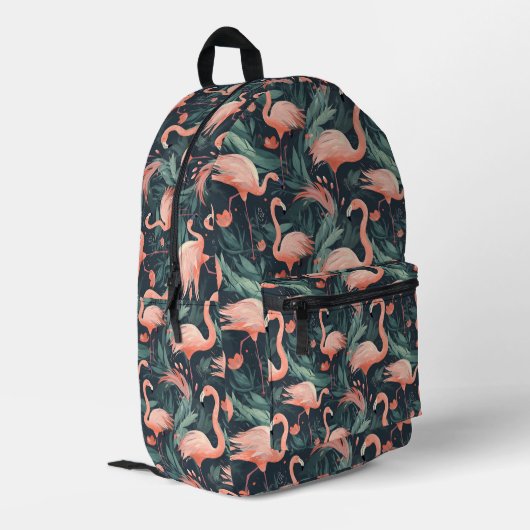 Rosa Flamingos in Fernen Bedruckter Rucksack (Rückseitige Ecke links)