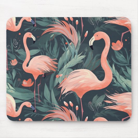 Rosa Flamingos in Fernen Mousepad (Vorne)