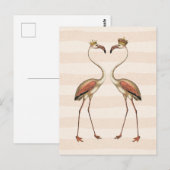 Rosa Flamingos in Kronen Postkarte (Vorne/Hinten)