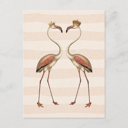 Rosa Flamingos in Kronen Postkarte (Vorderseite)