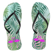 Rosa Flamingos in Liebe auf Palm-Blätter Badesandalen (Fußbett)