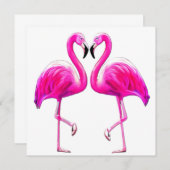 Rosa Flamingos in Liebe Einladung (Vorne/Hinten)