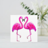 Rosa Flamingos in Liebe Einladung (Stehend Vorderseite)