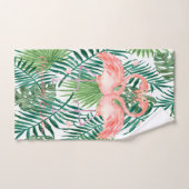 Rosa Flamingos in Liebe, Herz, Palm-Blätter Badhandtuch Set (Handtuch)