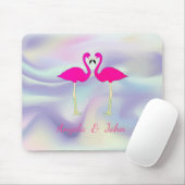 Rosa Flamingos in Liebe holografisch Mousepad (Mit Mouse)