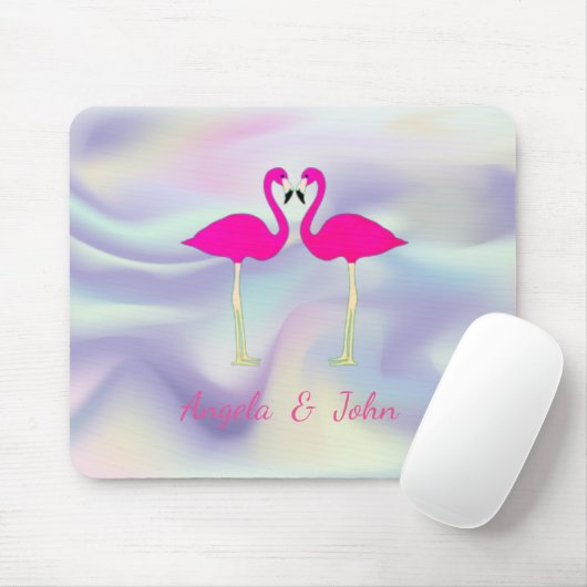 Rosa Flamingos in Liebe holografisch Mousepad (Mit Mouse)