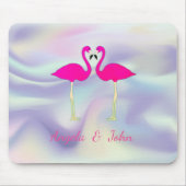 Rosa Flamingos in Liebe holografisch Mousepad (Vorne)