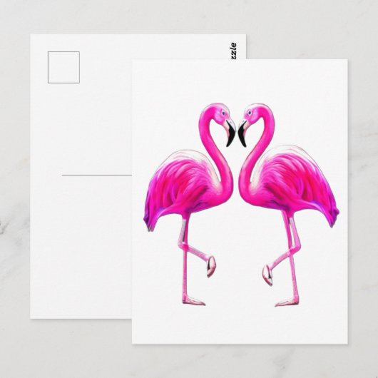 Rosa Flamingos in Liebe Postkarte (Vorne/Hinten)