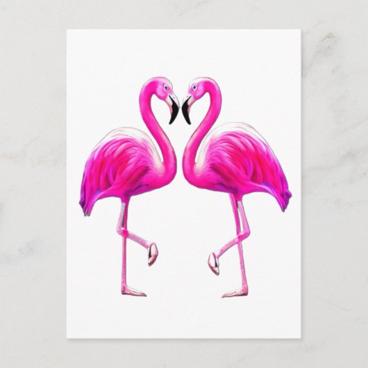 Rosa Flamingos in Liebe Postkarte (Vorderseite)