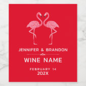 Rosa Flamingos in Liebe Weinetikett (Einzelnes Label)