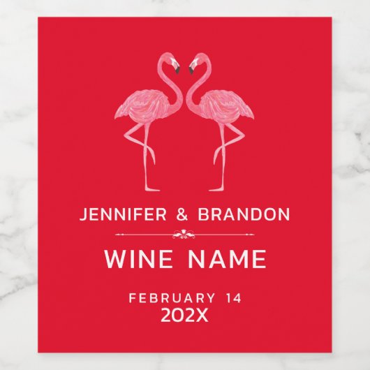 Rosa Flamingos in Liebe Weinetikett (Einzelnes Label)