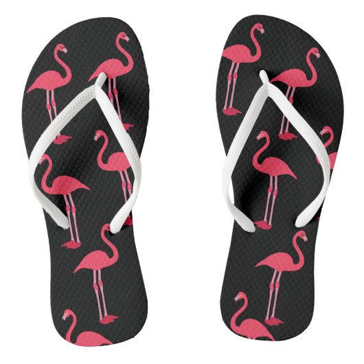 Rosa Flamingos in Schwarz Badesandalen (Fußbett)