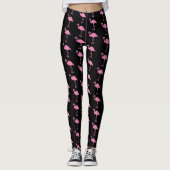 Rosa Flamingos in Schwarz Leggings (Vorderseite)