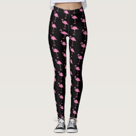 Rosa Flamingos in Schwarz Leggings