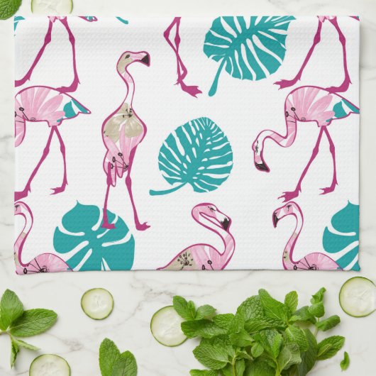 Rosa Flamingos Küchentuch (Gefaltet)