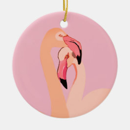Rosa Flamingos Liebe Circle Ornament, Flamingo Keramik Ornament