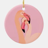 Rosa Flamingos Liebe Circle Ornament, Flamingo Keramik Ornament (Hinten)