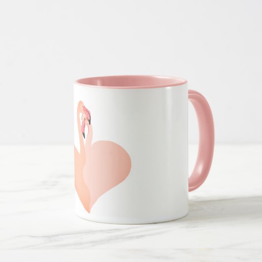 Rosa Flamingos Liebe Circle Ornament, Flamingo Tasse (VorderseiteRechts)