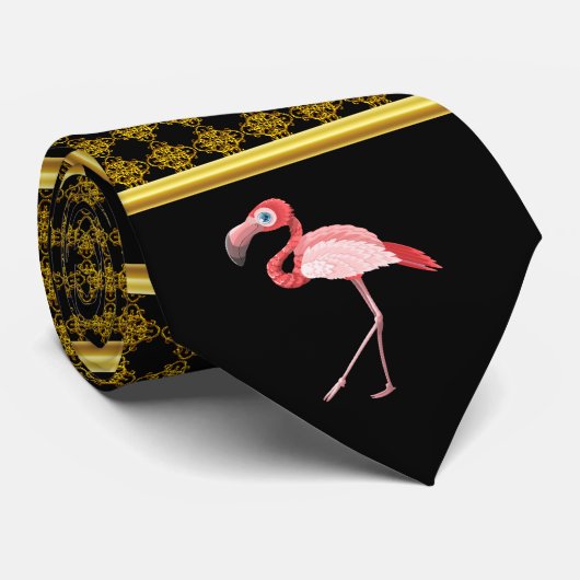 Rosa Flamingos mit blauen Augen Krawatte (Gerollt)