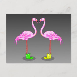 Rosa Flamingos mit Gumboots Postkarte