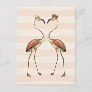 Rosa Flamingos mit Kronen Postkarte