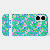 Rosa Flamingos mit Monogramm Case-Mate iPhone Hülle (Rückseite (Horizontal))