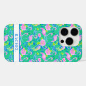 Rosa Flamingos mit Monogramm Case-Mate iPhone Hülle (Rückseite (Horizontal))