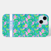 Rosa Flamingos mit Monogramm Case-Mate iPhone Hülle (Rückseite (Horizontal))