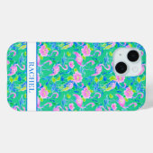 Rosa Flamingos mit Monogramm Case-Mate iPhone Hülle (Rückseite (Horizontal))