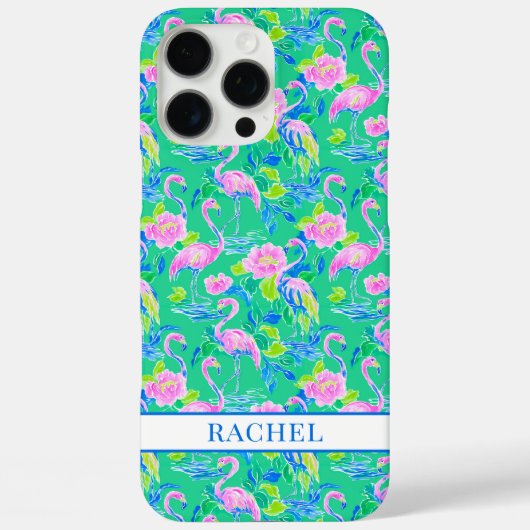 Rosa Flamingos mit Monogramm Case-Mate iPhone Hülle (Rückseite)