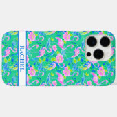 Rosa Flamingos mit Monogramm Case-Mate iPhone Hülle (Rückseite (Horizontal))